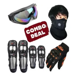Love4ride Neoprene Mask, Biker Goggle, Ktm Bike Gloves &a; Probiker Elbow Knee Guard Combo for Biker-picture-16