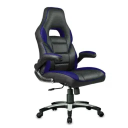 Furniturstation Leatherette Black &a; Blue Leatherette High Back Gaming Chair, SB_ GAMENG-03BKBL image 2