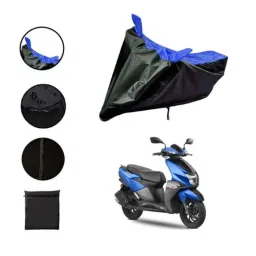 Riderscart Polyester Black &a; Blue Waterproof Two Wheeler Body Cover with Storage Bag for TVS NTORQ 125 image 2