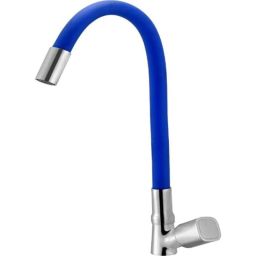 IRIS DIXY Brass Chrome Finish Blue Flexible Swan Neck Pillar Tap-picture-14
