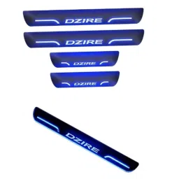 Car Accessories Hub 4 Pcs Acrylic Black Sill Scuff Plate Set with Blue LED for Maruti Suzuki 2017 Dzire-picture-36