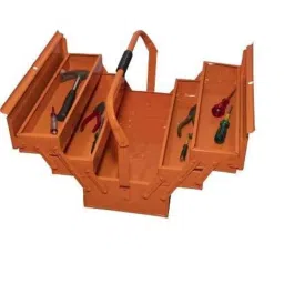 Krost Plastic Metal Tool Box With 5 Compartmernt With Safety Lock And Key (Red-Grey) image 3