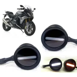 Auto Pearl 2 Pcs 12V Black Bike Front LED Indicator Light Set for Bajaj, F087-picture-25