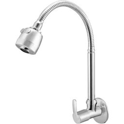 IRIS Q3 Brass Chrome Finish Silver Flexible Sink Cock with Wall Flange-picture-21