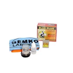 Gemko Labwell G-S-725-43 Metal White 1000X Student Compound Microscope with LED Lamp Batteries &a; Blank Slide Kit image 3