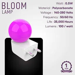 Fybros Bloom 0.5W Polycarbonate Pink Round LED Night Bulb with Plug &a; Play, FLS5297C (Pack of 3) image 4