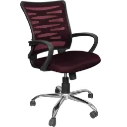 Furniturstation Leatherette Maroon Ergonomic Mesh Low Back Office Chair, SB_MESH -02_ 2 IN 2 MR-picture-43
