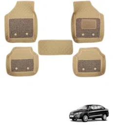 Kozdiko 5 Pcs Waterproof &a; Luxury 7D Beige Leatherette Car Floor Mats Set for Chevrolet Sail-picture-19
