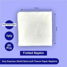 Voly Express 65 Pcs 24x24cm 1 Ply Semi-Soft Tissue Paper Napkin Packet, VEXW-9 (Pack of 9) image 3