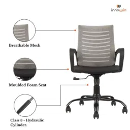Innowin Nova Grey Mesh Medium Back Ergonomic Chair image 2