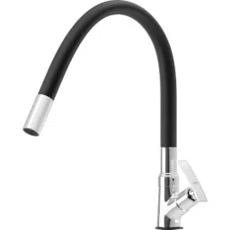Neelkund Soft Flex Brass Black Chrome Finish Swan Neck Pillar Tap with 360 deg Swivel Spout for Kitchen &a; Wash Basin-picture-11