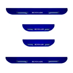 Car Accessories Hub 4 Pcs Acrylic Black Sill Scuff Plate Set with Blue LED for Jeep Renegade All Model-image-86