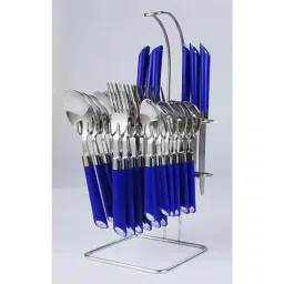 Elegante 24 Pcs Expression Blue Stainless Steel &a; Plastic Cutlery Set, SL-109A (Pack of 3)-image-87