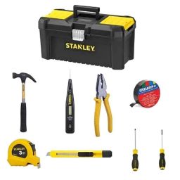 Stanley 12.5 inch Tool Box, Claw Hammer, 8 inch Cutting Plier, Digital Line Tester, 3m Measuring Tape, 2 Pcs Cushioned Screw Driver, Snap Off Blade &a; Steelgrip Insulation Tape Combo-picture-7