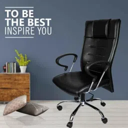 Heikin Bristo Black High Back Leatherette DIY Executive Office Chair for Work from Home, HE-00021 image 3