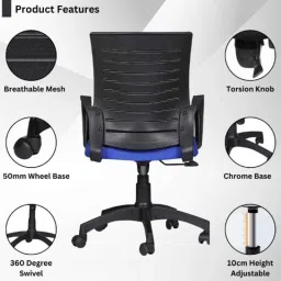 Heikin Boom Blue Low Back Breathable Mesh DIY Ergonomic Office Chair for Work from Home, HE-00018 image 5