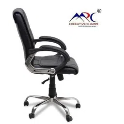 MRC Swift Black Leather Mid Back Revolving Office Chair image 3