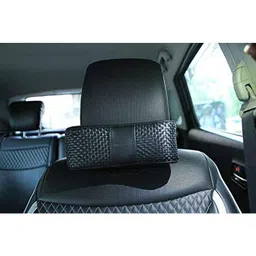 Kozdiko 4 Pcs CV Designer Black Leatherite Neck Rest Car Cushion Pillow Set for Tata Safari Dicor image 4