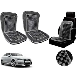 Auto Pearl PU, Velvet &a; Wooden Beads Grey Rectangular Seat Cushion for Audi A3 (Pack of 2 )-picture-34