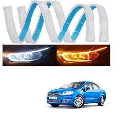 Kozdiko 2 Pcs 60cm Flexible White Daytime Running Light Set with Matrix Yellow Indicator &a; Turn Sequential Flow for Fiat Linea Classic-picture-41