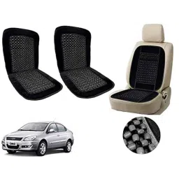 Auto Pearl PU, Velvet &a; Wooden Beads Black Rectangular Seat Cushion for Daewoo Cielo (Pack of 2 )-picture-34