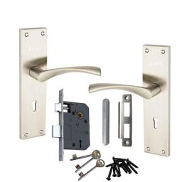 Atom 203mm 6 Lever Satin Finish Mortise Lock Handle Set with 3 Keys, AL-54K.Y.SSL-2-picture-48