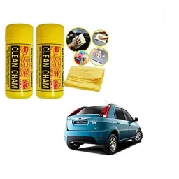 Kozdiko 2 Pcs Microfiber Yellow Dry &a; Wet Car Cleaning Cloth Set for Mahindra Verito Vibe-picture-18
