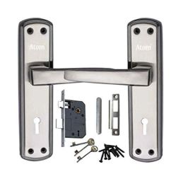 ATOM 7 inch Brass &a; Iron Black Silver Finish Mortise Door Lock Set, MH-703-KY-BS-picture-48