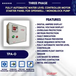 Vukar TPA-O 5HP Three Phase Digital DOL Monoblock Submersible Motor Starter Panel, TPA-O1 image 3