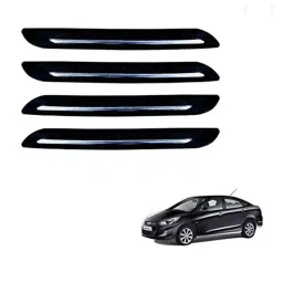Kozdiko 4 Pcs PVC Black Car Bumper Protector Set with Chrome Strip for Hyundai Verna Fluidic-picture-40