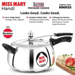 Hawkins Miss Mary 5 Litre Virgin Metal Handi, MMH50 (Pack of 3) image 3