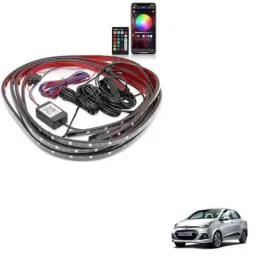 Kozdiko 12V Car Underbody Multicolor LED Strip Light Set with Wireless Remote for Hyundai Xcent-picture-43