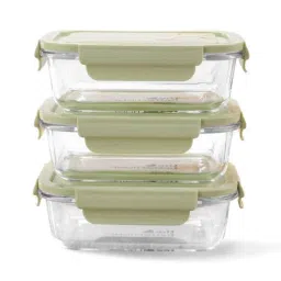 The Better Home 680ml Green Borosilicate Glass Lunch Box (Pack of 3)-picture-33