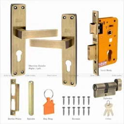 Duke 8 inch 25-40mm Brass Mortise Lock Set with 3 Keys &a; Brass Cylinder, 302+1005BACYOSK image 4