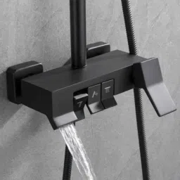 Aramo Brine Brass &a; ABS Matte Black Wall Mounted Shower Set image 3