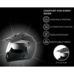 Vega Offroad DV ABS Dull Black Full Face Helmet, VHODC, Size: M image 3