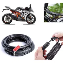 Auto Pearl PVC &a; Plastic Black Combination Cable Lock for RC 390 BS6, 902-picture-15