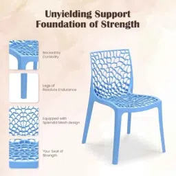 Maharaja Wave 43x79.5x49cm Plastic Blue Outdoor Chair without Arm Rest (Pack of 4) image 3