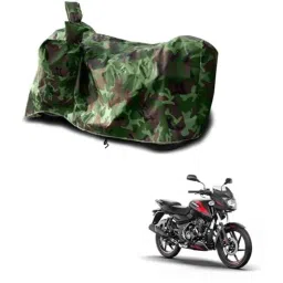 Kozdiko Polyester Jungle Print Waterproof Bike Body Cover with Mirror Pockets &a; Buckle Belt for Bajaj Pulsar 125-picture-32