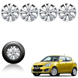 Auto Pearl 4 Pcs 14 inch Plastic Silver Press Fitting Wheel Cover Set for Maruti Suzuki Swift T-4-picture-28