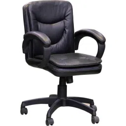 Chair Garage PU Leatherette Black Adjustable Height Office Chair with Back Support, CG162 (Pack of 2) image 2