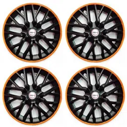 Prigan 4 Pcs 13 inch Polypropylene Black &a; Orange Press Fitting Car Wheel Cover Set for Chevrolet Spark image 2