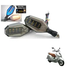 Kozdiko 4 Pcs Plastic Front &a; Rear U Shape Dual Color DRL LED BIke Indicator Set for Bajaj Chetak-picture-37