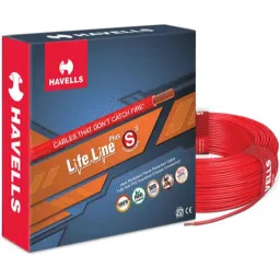 Havells 4 Sqmm Red Life Line Plus Single Core HRFR PVC Copper Insulated Flexible Cables, WHFFDNRA14X0, Length: 90 m-picture-27