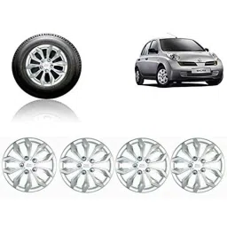 Auto Pearl 4 Pcs 14 inch ABS Silver Car Wheel Cover Set for Nissan Micra-picture-20