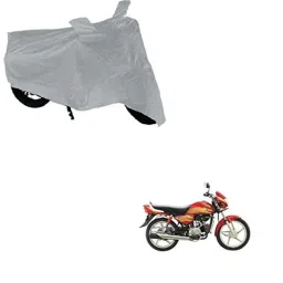 Kozdiko Silver Bike Body Cover with Mirror Pockets for Hero HF Deluxe, kozd_14524-picture-23