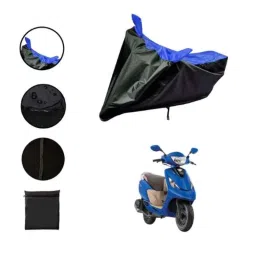 Riderscart Polyester Black &a; Blue Waterproof Two Wheeler Body Cover with Storage Bag for TVS Scooty Zest Matte Series BS6 image 2