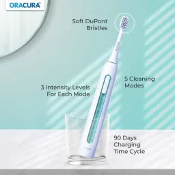 Oracura SB300 Sonic Smart Green Electric Rechargeable Toothbrush with 1 Year Warranty image 3