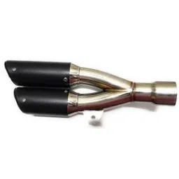 RA Accessories Black &a; Chrome Dual Outlet Silencer Exhaust for Ducati Hypermotard Hyperstrada image 2
