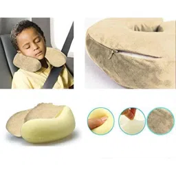 Kozdiko Velvet Beige U-Shape Travel Neck Rest Cushion Pillow for Mercedes Benz M-Class, Koz-51212 image 2